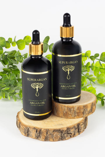 SuperArgan arganolie bundel 2x 100ml flesjes met gouden dop"